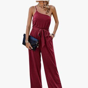 NWT Pretty Garden One Shoulder Strap Backless Jumpsuit
